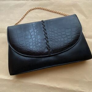 Vintage Susan Gail Black Leather Clutch / Crossbody